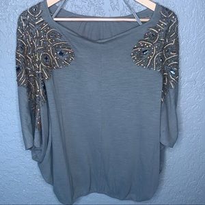Anthropologie Vanessa Virginia Feather-Cloaked Top